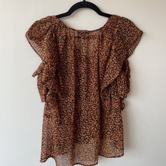 Topshop - orange and black top size 2 - Picture 3 of 6